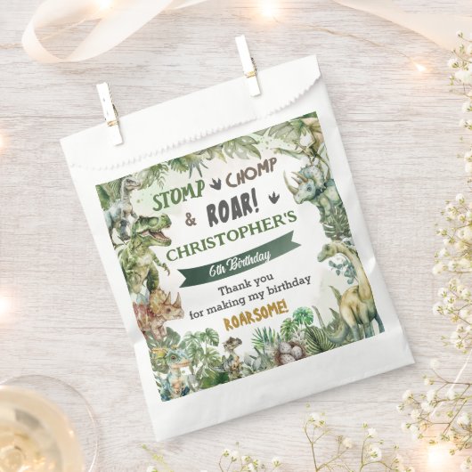 Sachets En Papier Dinosaures de verdure Jurassic Boy Fête d'annivers (Coupé)