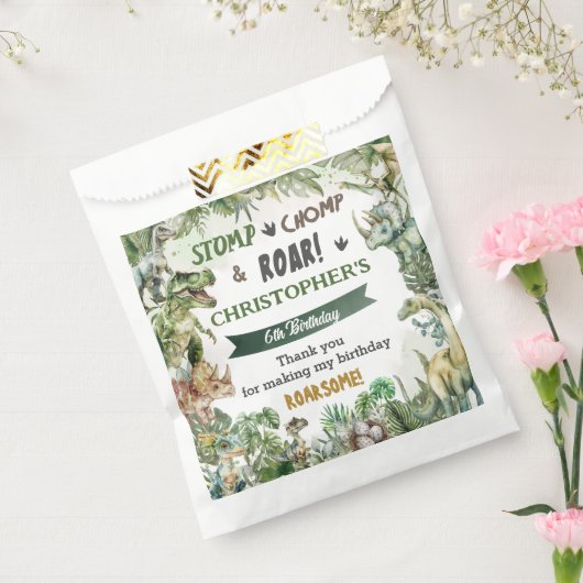 Sachets En Papier Dinosaures de verdure Jurassic Boy Fête d'annivers (Scellé)