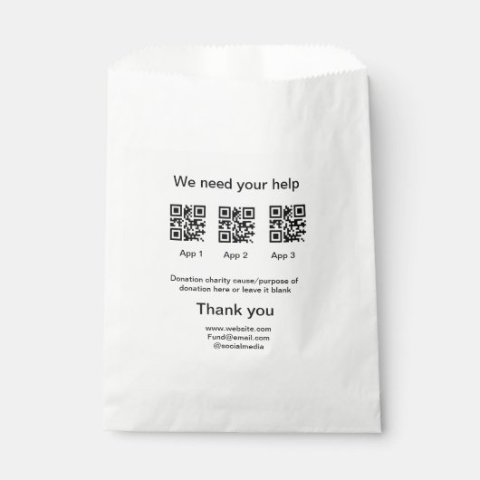 Sachets En Papier Donation Collection conseil pot ajouter votre q r (Devant)
