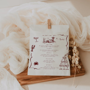Sachets En Papier Doodart rétro lunaire Menu Mariage