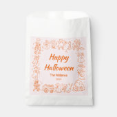 Sachets En Papier Doodles rose orange quirky à la main tiré Hallowee (Devant)