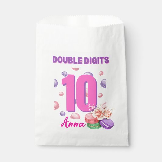 Sachets En Papier Double chiffres Macaron adolescent Anniversaire fi (Devant)