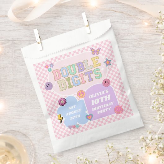 Sachets En Papier Double Chiffres Preppy Patch 10e fête d'anniversai (Coupé)