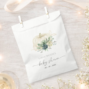 Sachets En Papier Douce Baby Shower Citrouille Succulente Bleu Vert