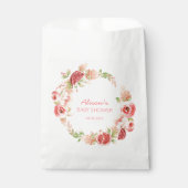 Sachets En Papier Douce Baby Shower Fille Fleurs de Rosier Rose Vert (Devant)