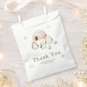 Sachets En Papier Douce Baby Shower Pingouins Hiver