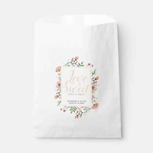 Sachets En Papier Douce friandise florale pêche (Devant)