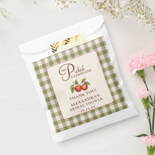 Sachets En Papier Douce Robe de Mariée Gingham Vert Sauge Rustique (Scellé)