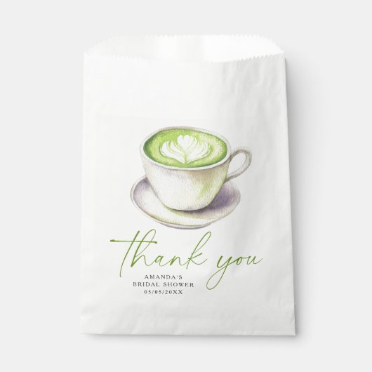Sachets En Papier Douche nuptiale Merci Matcha Tea (Devant)