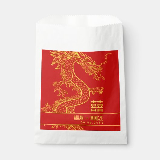Sachets En Papier Dragon et Phénix | Double Bonheur (Devant)