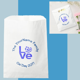 Sachets En Papier Drapeau grec en forme de cœur bleu AMOUR Personnal