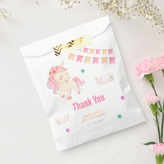 Sachets En Papier Drapeau Unicorn mignon fille Anniversaire Merci (Scellé)