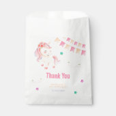 Sachets En Papier Drapeau Unicorn mignon fille Anniversaire Merci (Devant)