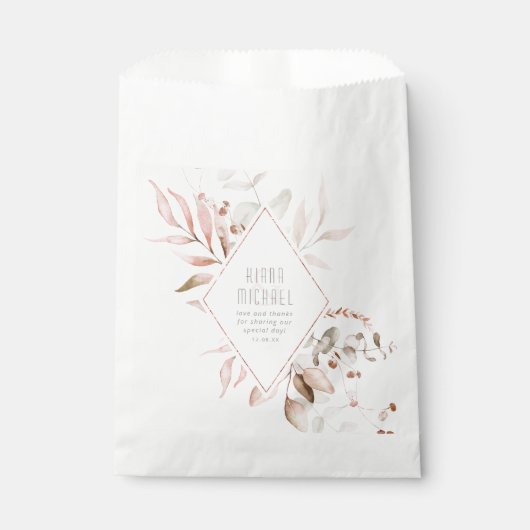 Sachets En Papier Dreamy Foliage Mariage Blush Pink ID817 (Devant)