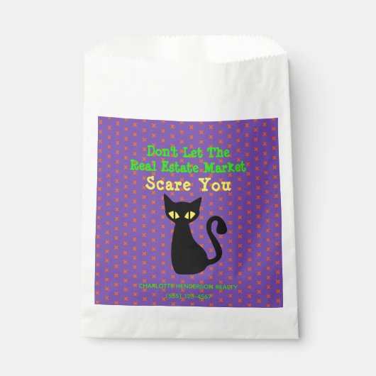 Sachets En Papier Drôle Chat Noir Immobilier Halloween Treat (Devant)