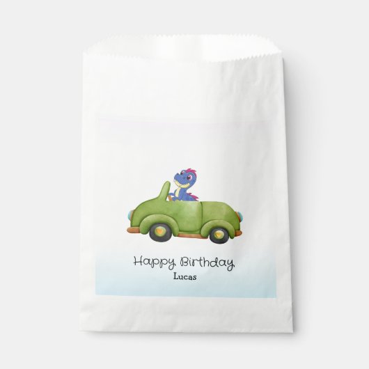 Sachets En Papier Drôle dinosaure antique voiture B2S anniversaire d (Devant)