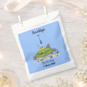 Sachets En Papier Drôle gras affamé poisson vert dessin de pêche (Coupé)