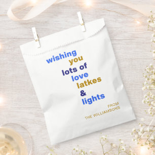 Sachets En Papier Drôle Hanoukka Love Latkes Lights Blue Custom