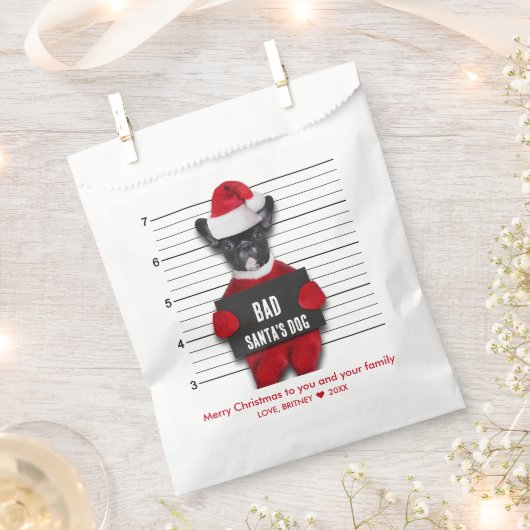 Sachets En Papier Drôle Mugshot Noël Mauvais Père Noël Chien (Coupé)