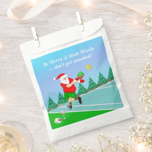 Sachets En Papier Drôle Père Noël Jouer Pickleball Joyeux Volley Xma (Coupé)