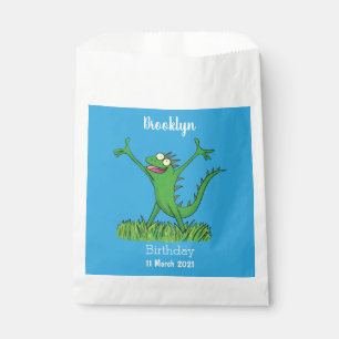 Sachets En Papier Drôle vert souriant animé lézard d'iguane