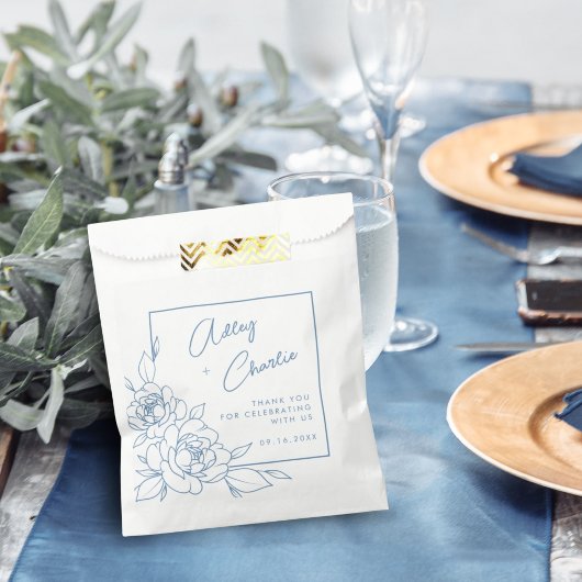 Sachets En Papier Dusty Bleu Blanc Botanique Mariage Favoriser Merci