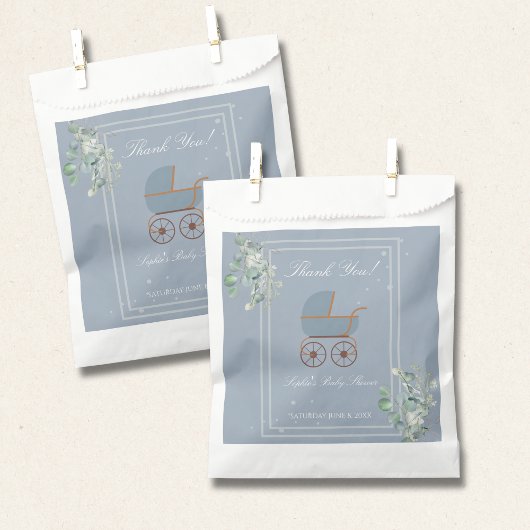 Sachets En Papier Dusty Blue Baby Carriage Custom Sign