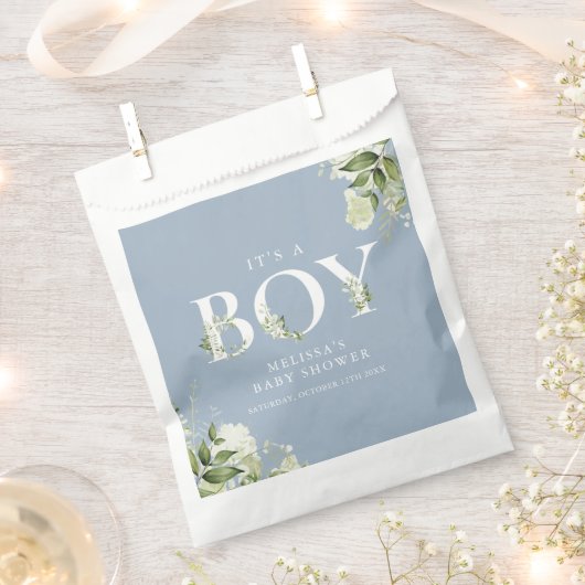 Sachets En Papier Dusty Blue C'est un garçon vert lettre Baby shower (Coupé)