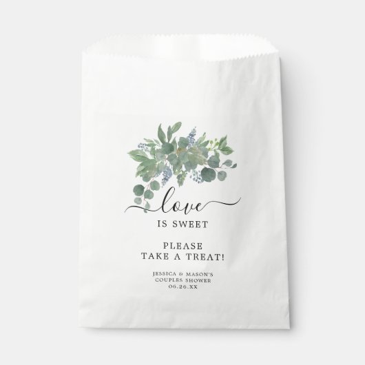 Sachets En Papier Dusty Blue Eucalyptus Favor Sac Amour est doux (Devant)