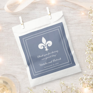 Sachets En Papier Dusty Blue Fleur de Lis Wedding Favor Bags