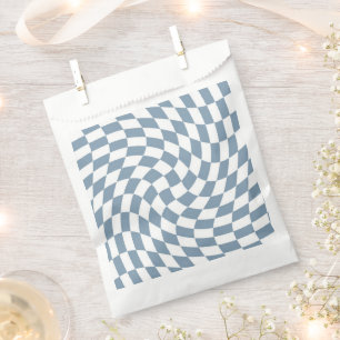 Sachets En Papier Dusty Blue Mariage Collection Vérifier À damiers