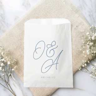Sachets En Papier Dusty Blue Oversize Script Monogram Mariage