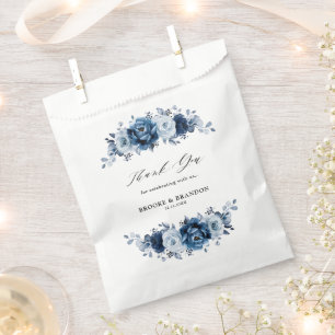 Sachets En Papier Dusty Blue Slate Navy Floral Botanal Mariage