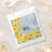 Sachets En Papier Dusty Blue Watercolor Sunflowers Monogram Mariage (Coupé)