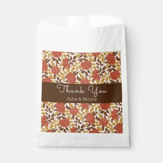 Sachets En Papier Dusty Brunt Orange Peony Flowers Mariage de automn (Devant)
