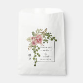 Sachets En Papier Dusty rose fleurs Merci printemps mariage (Devant)