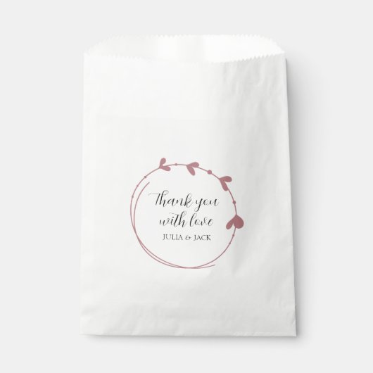 Sachets En Papier Dusty Rose Simple Coeur Mariage de couronne (Devant)