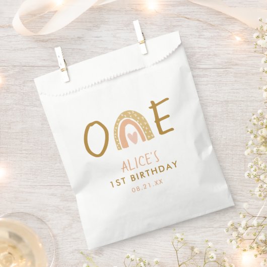 Sachets En Papier Earthy Rainbow Girl 1er anniversaire (Coupé)