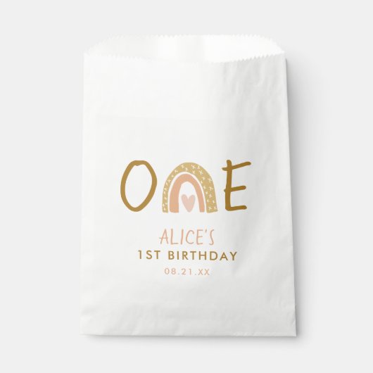 Sachets En Papier Earthy Rainbow Girl 1er anniversaire (Devant)