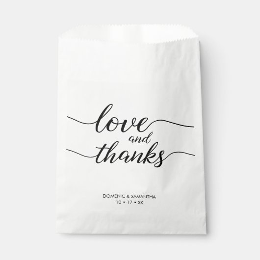 Sachets En Papier Écriture élégante personnalisée mariage Amour et m (Devant)