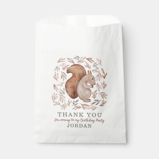 Sachets En Papier Écureuil et Merci de feuillage (Devant)
