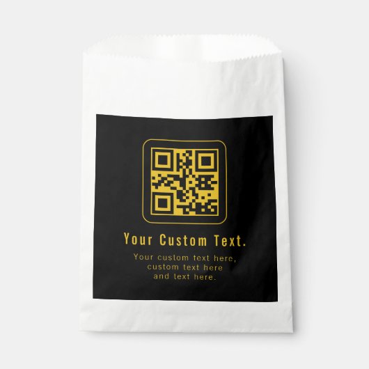 Sachets En Papier Editable QR Code & Text Template | Black & Gold (Devant)