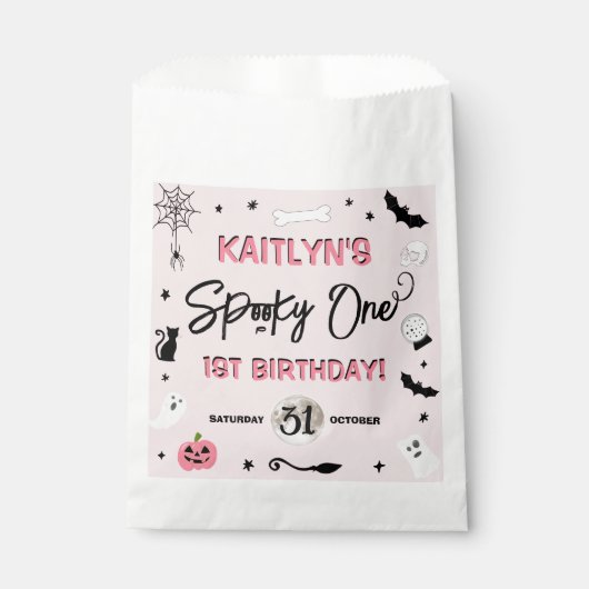 Sachets En Papier ÉFFRAYANT ! Filles Halloween 1er fête d'anniversai (Devant)