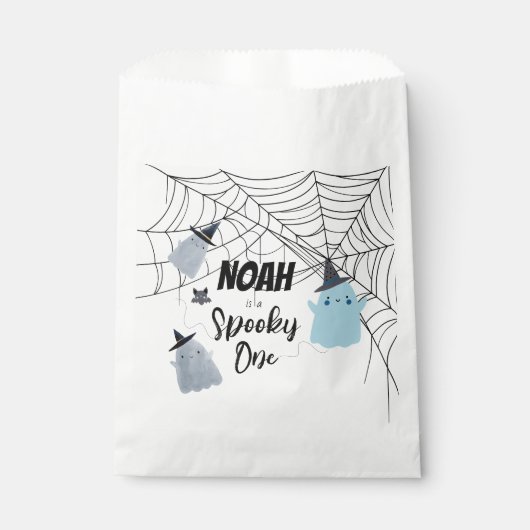 Sachets En Papier Éffrayant | Halloween 1er anniversaire | Blue Ghos (Devant)