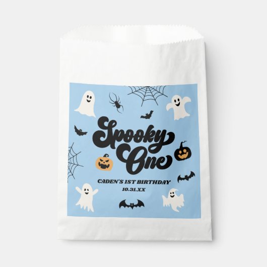 Sachets En Papier Éffrayant One Blue Halloween 1er anniversaire (Devant)