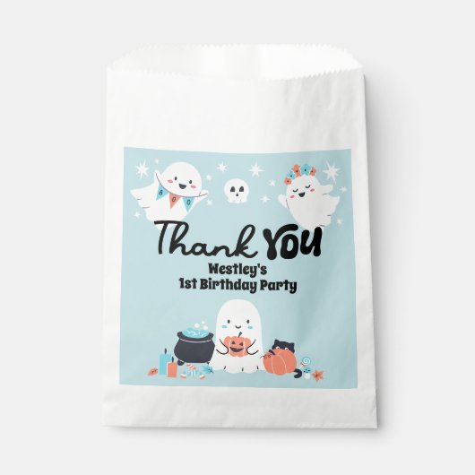 Sachets En Papier Éffrayant One Ghost Boy 1ère fête d'anniversaire (Devant)