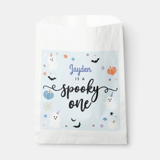 Sachets En Papier Éffrayant un joli bleu fantôme Halloween 1er anniv (Devant)