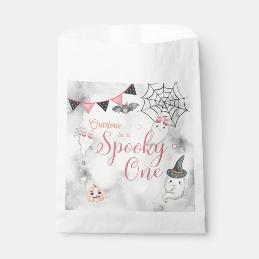 Sachets En Papier Éffrayant une fille Halloween 1er anniversaire (Devant)