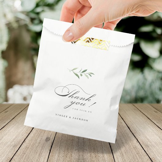Sachets En Papier Élégance Classique Script Simple Mariage de verdur