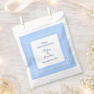 Sachets En Papier Élégant 10e anniversaire Coeurs romantiques Bleu